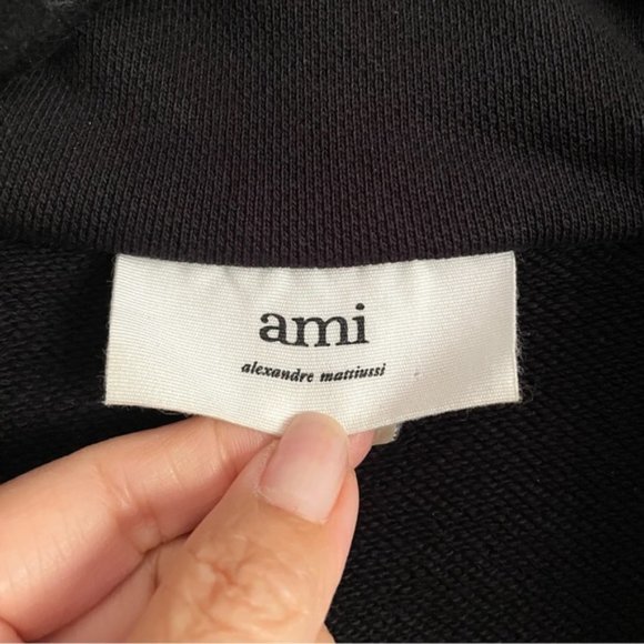 AMI Paris Black Ami De Coeur Half-Zip Sweatshirt - M 🇫🇷 - Picture 7 of 12